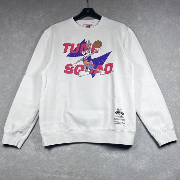 Mitchell & Ness Sweater Large White Space Jam Bugs Bunny Tune Squad Crewneck - Picture 1 of 14
